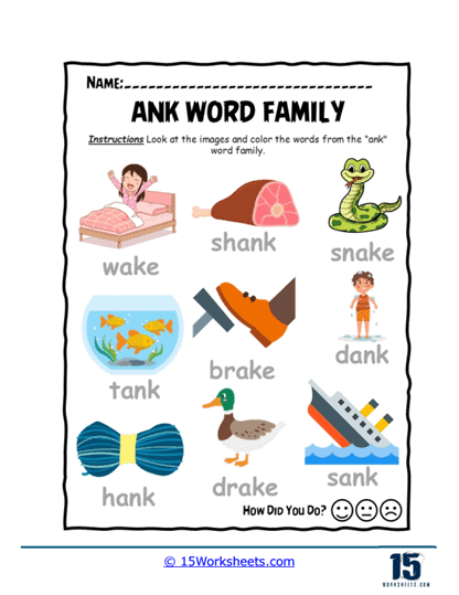 Ank Word Family Worksheets