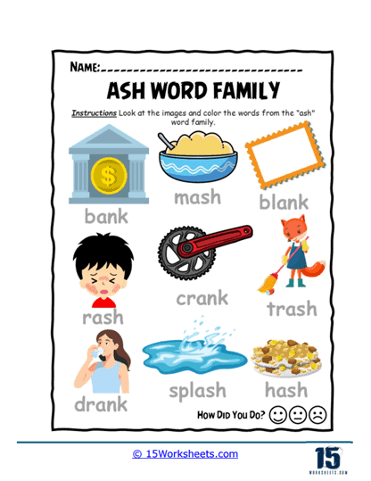 Ash Word Family Worksheets