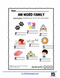 Words Containing Aw Aw Word Family Worksheets - 15 Worksheets.com
