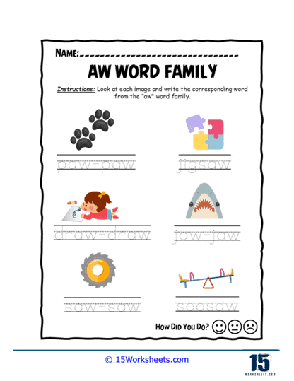 Write the "-aw" Word Worksheet
