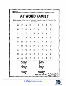 Ay Word Family Worksheets - 15 Worksheets.com