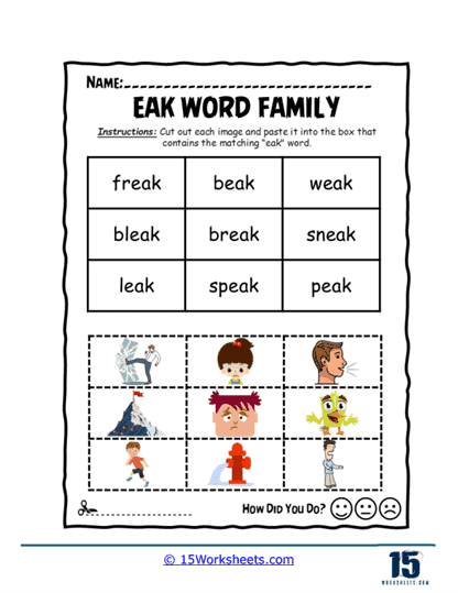 Eak Word Family Worksheets