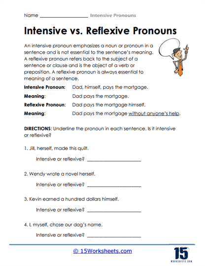 Pronoun Contrast Worksheet
