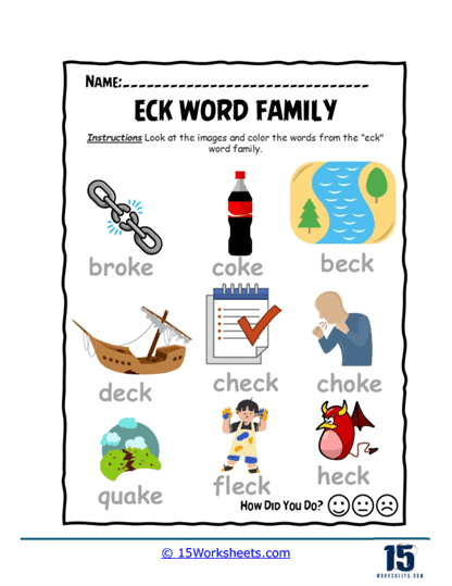 Eck Word Family Worksheets