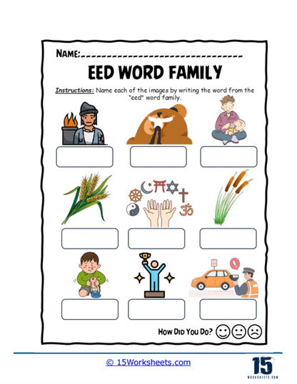 Eed Word Family Worksheets