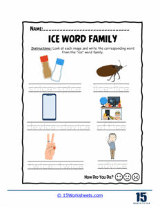 Ice Words Pattern Ice Word Family Worksheets | Reading Pattern Pages - 15 Worksheets.com