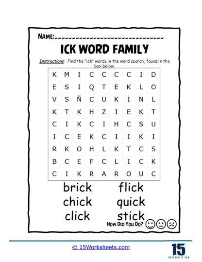 Brick Search Worksheet