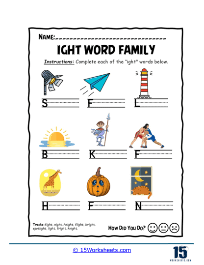 Word Finish Worksheet