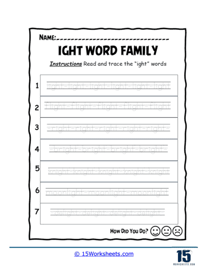Trace the Light Worksheet