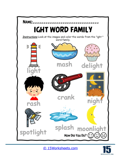 Ight Word Family Worksheets