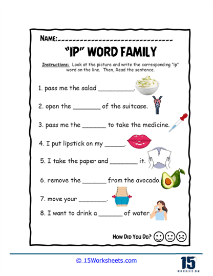 Sentence Fill Worksheet