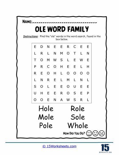 Hunt for Words Worksheet