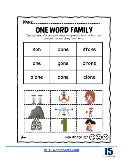One Word Family Worksheets