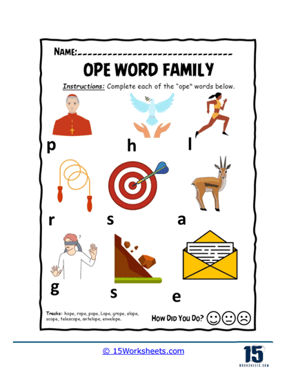 Ope Word Family Worksheets