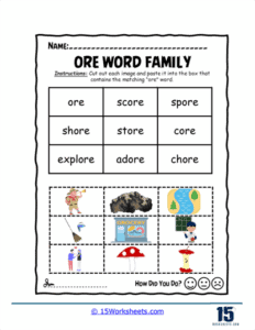 Ore Word Family Worksheets - 15 Worksheets.com
