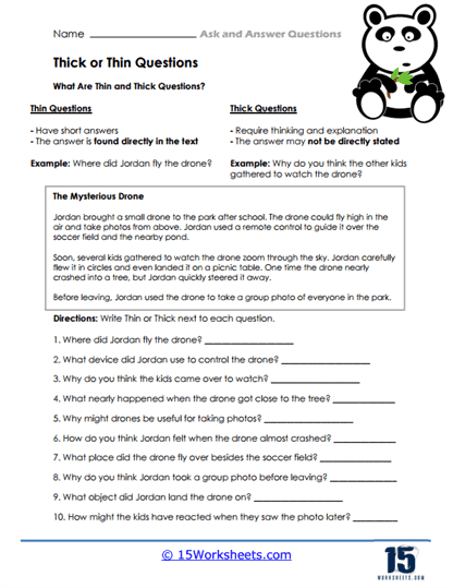Question Layers Worksheet