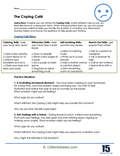 Coping Café Worksheet