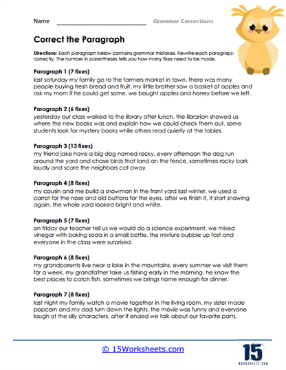 Paragraph Puzzles Worksheet