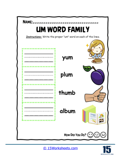 Word Lines Worksheet