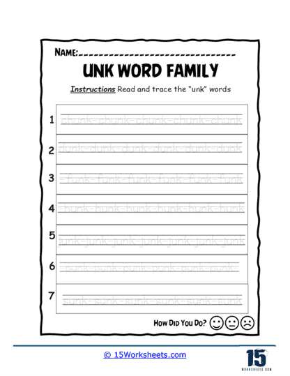 Tracing Word Lines Worksheet