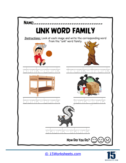 Picture Word Writing Worksheet