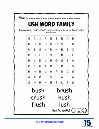 Word Grid Search Worksheet