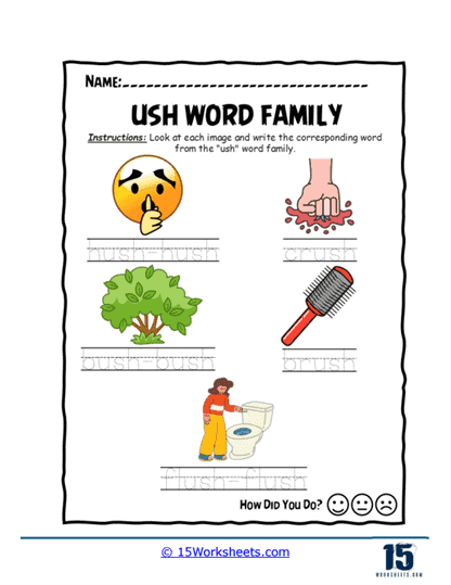 Picture Word Writing Worksheet