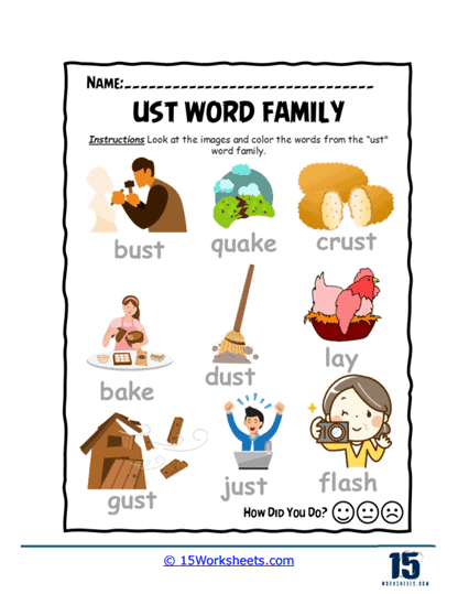 Word Family Coloring Worksheet