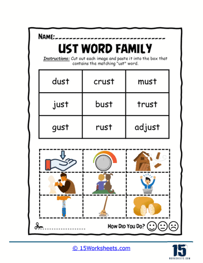 Cut and Paste Match Worksheet