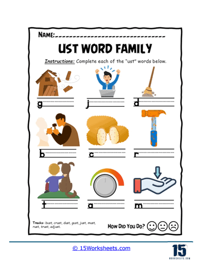 Word Completion Practice Worksheet