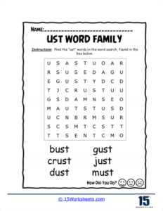 Ust Word -ust Word Family Worksheets - 15 Worksheets.com