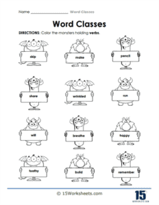 Word Classes Worksheet.pdf Word Classes Worksheets - 15Worksheets.com