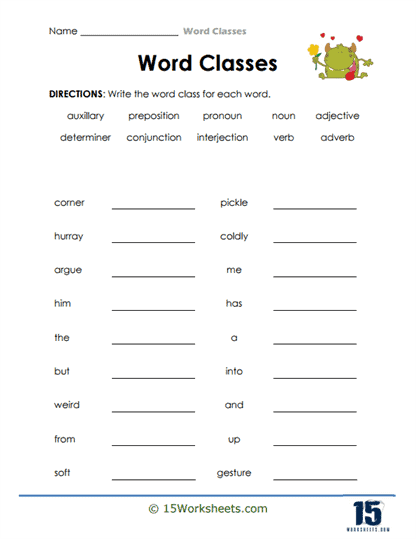 Classic Fill Worksheet