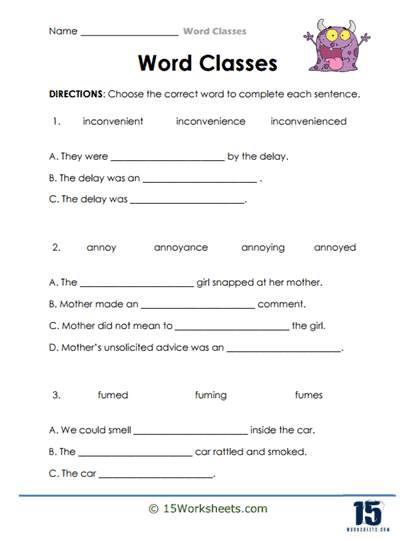 Sentence Choice Worksheet