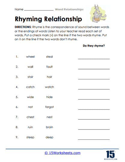 Rhyme Check Worksheet