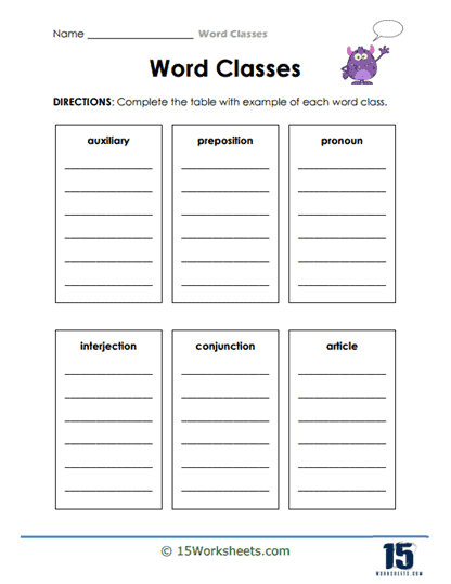 Class Builder Worksheet