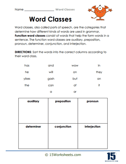 Function Sort Worksheet