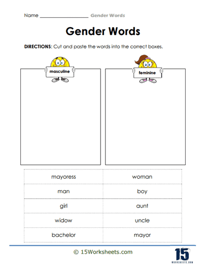 Masc Fem Cutouts Worksheet