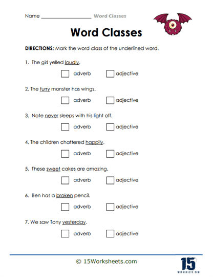 Adverb Choice Worksheet