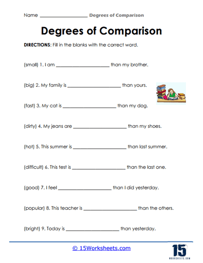 Comparison Fill-Ins Worksheet