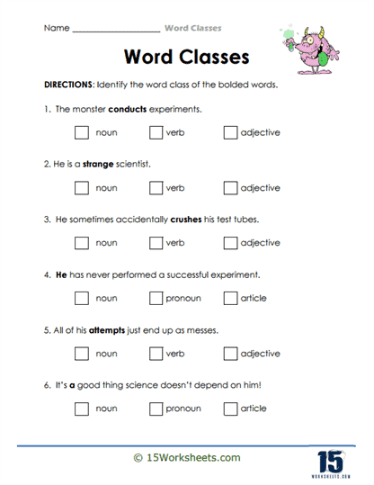 Bold Class Worksheet
