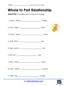 Word Relation Task Word Relationship Worksheets - 15 Worksheets.com