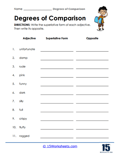 Opposite Superlatives Worksheet