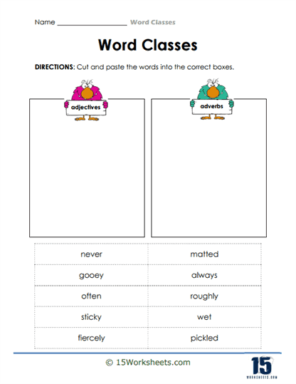 Adverb Sort Worksheet