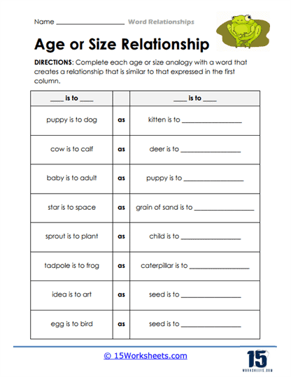 Growth Match Worksheet
