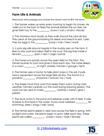 Farm Friends Worksheet