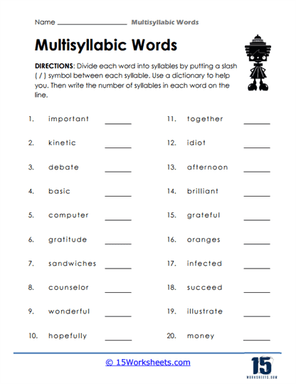Slash Divide Worksheet