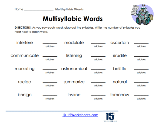 Clap Count Worksheet