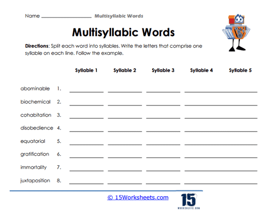 Long Split Worksheet
