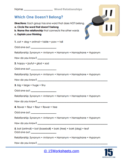Odd Out Worksheet